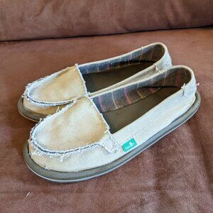 Mustard Yellow / Tan Sanuk Loafers, Size 8